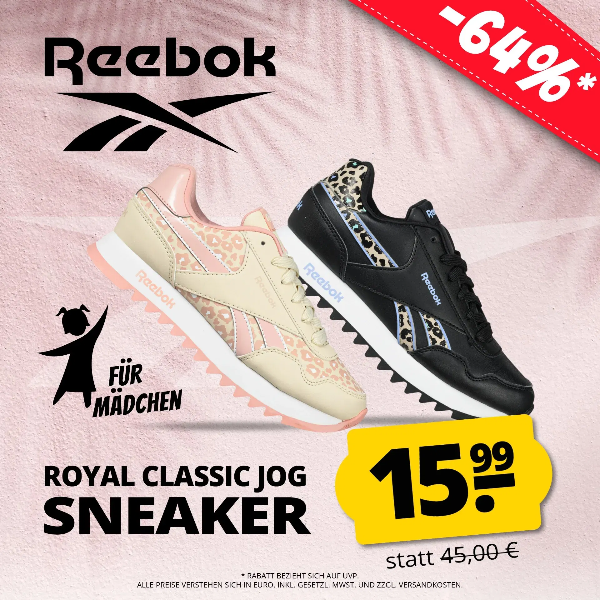 Schnäppchen, Deals Und Rabattcodes Des Tages - Reebok Royal Classic Jog Mädchen Sneaker In 2 Farben