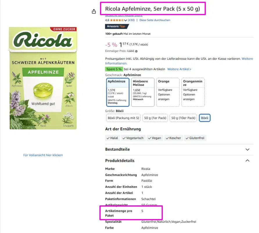 Ricola Apfelminze 5Er Pack 5 X 50 G Amazon De Lebensmittel Getraenke 05 04 2025 12 35 Pm