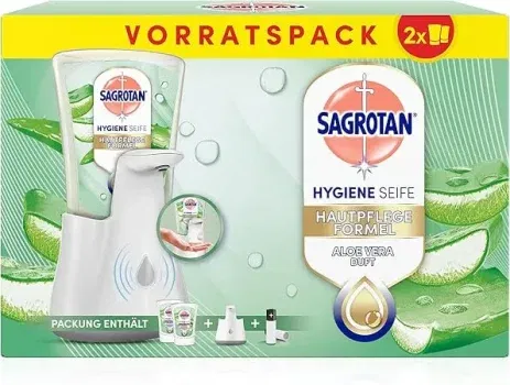 Sagrotan No-Touch Automatischer Seifenspender Weiß – Vorratspack (2 x 250 ml Flüssigseife) ab 9,44 € inkl. Prime-Versand