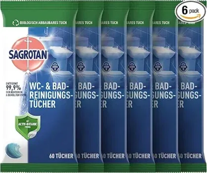 Sagrotan WC-Reinigungstücher (6 x 60 Desinfektionstücher) für 17,49 € inkl. Prime-Versand (statt 22,50 €)