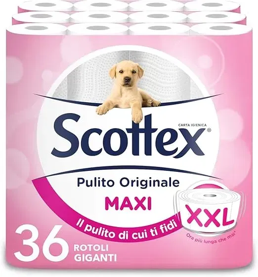 Scottex Pulito Gigante Toilettenpapier 36 Maxi Rollen 500 Risse