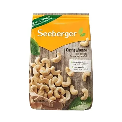 Seeberger Cashewkerne Ganze Cashew Nuesse reich an Proteinen Vitaminen Mineralstoffen Naturbelassen ohne Zusatzstoffe vegan 1 x 500 g Schnäppchen, Deals Und Rabattcodes Des Tages - Ganze Cashew Nüsse Von Seeberger