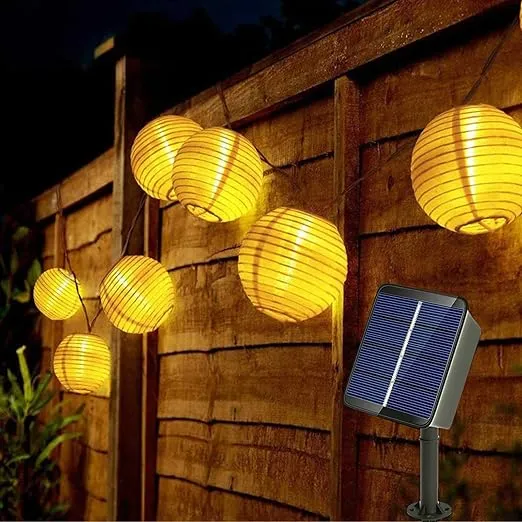 Solar Lichterkette Lampion Aussen 8M 30Led Laternen 8 Modi Lampions Aussen Wetterfest Fuer Garten Balkon Hof Hochzeitweihnachtenparty Deko Warmweiss