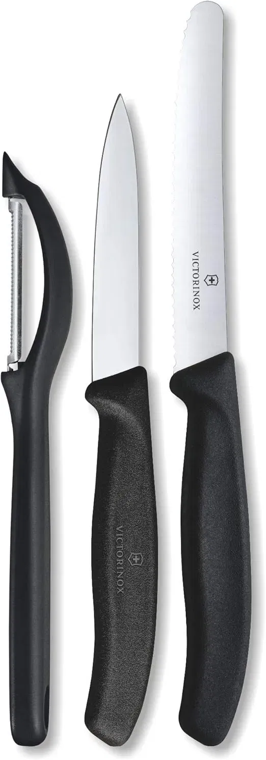 Victorinox Swiss Classic Profi Gemuesemesser Set Mit Schaeler 3 Teilig Robuster Kunststoffgriff Schwarz