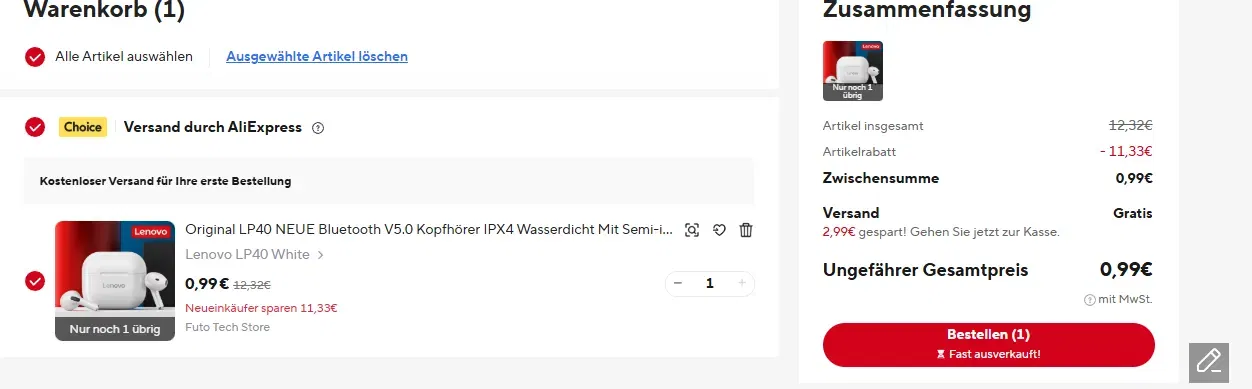 Schnäppchen, Deals und Rabattcodes des Tages - Einkaufswagen mit verschiedenen Produkten