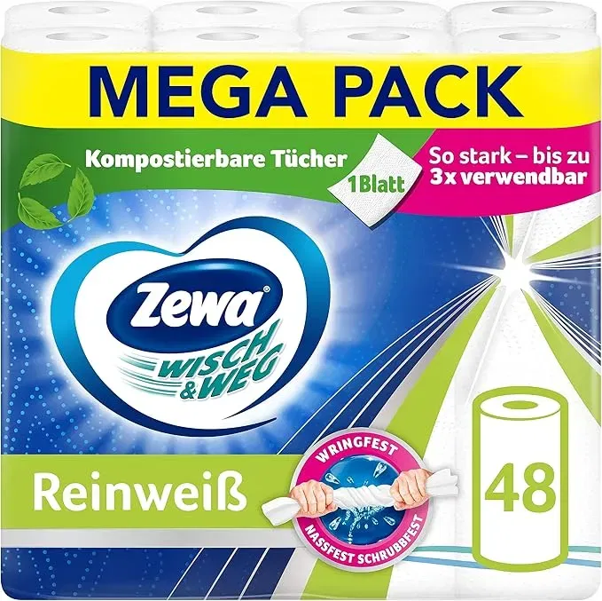 Zewa WischundWeg Reinweiss Küchenrolle 48 Stück für 21,95 € inkl. Prime-Versand