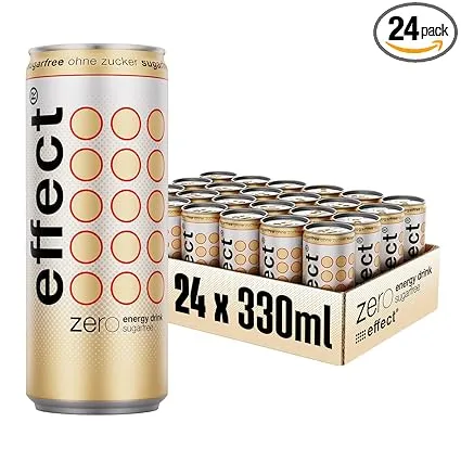 Effect Energy Drink Zero Sugar – Tray Mit 24 X 330 Ml Energy Dosen Einweg Koffeinhaltiges Erfrischungsgetraenk Ohne Zucker Mit B Vitaminen – Einzigartiger Erfrischender Geschmack Vegan