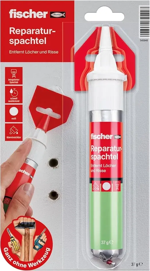 fischer Reparaturspachtel fertige Spachtelmasse in Naturweiss repariert Loecher Risse schwundfrei geeignet fuer Holz Beton Putz Mauerwerk uvm. 70 ml 37 g Schnäppchen, Deals Und Rabattcodes Des Tages - Fischer Reparaturspachtel In Naturweiß Für Holz, Beton, Putz, Mauerwerk Uvm.