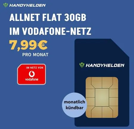 30GB 5G im Vodafone-Netz für 7,99€ mtl.