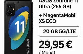 Sparhandy: ASUS Zenfone 11 Ultra (256 GB) + MagentaMobil XS ECO – 20 GB 5G/ LTE für 29,95 € / Monat + 246,89 € einmalig