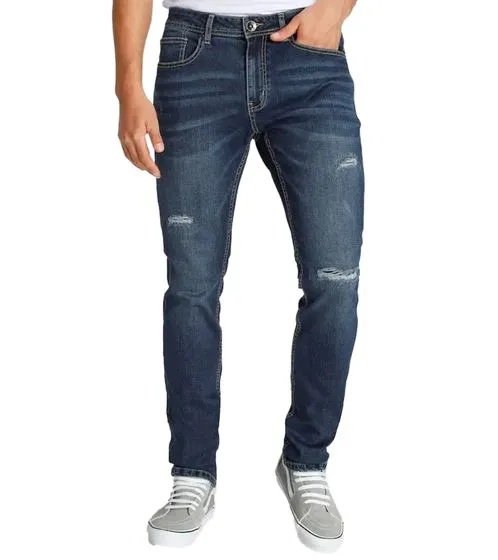 Schnäppchen, Deals Und Rabattcodes Des Tages - Herren Baumwoll-Jeans Mit Abriebeffekt In Blau