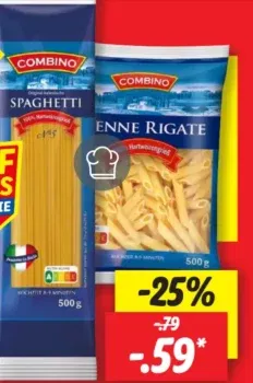 Combino Nudeln bei Lidl für nur 0,59 € am 06. & 07. Juni
