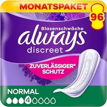 Always Discreet Inkontinenzeinlagen Normal Monatspaket 2x 96 Binden (2x4 x 24) ab 17,44 € inkl. Prime-Versand