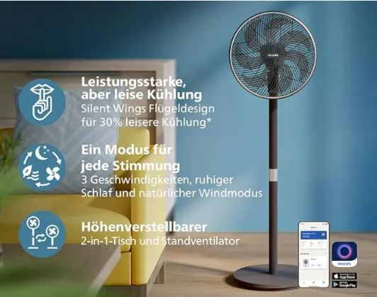 Philips Smarter Standventilator Serie 3000 -SilentWings-Technologie mit App (CX355001) für 49,99 € inkl. Versand (statt 89,99 €)