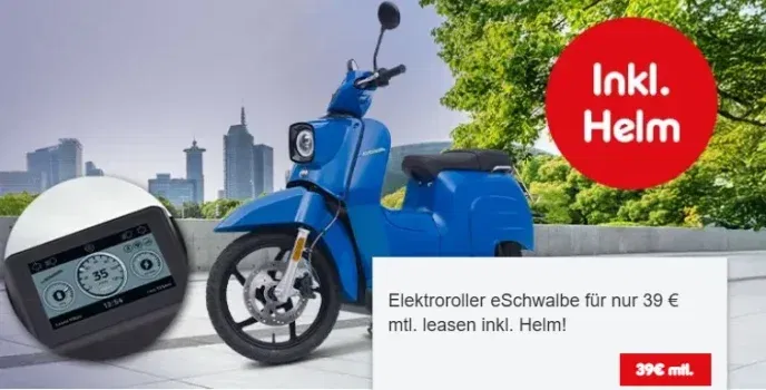 Elektro-Roller eSchwalbe leasen für nur 39 € monatlich – Helm kostenlos inklusive! 🛵⚡