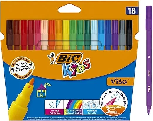Schnäppchen, Deals Und Rabattcodes Des Tages: Bic Kids 888681 Pinsel-Fasermaler Visa 18 Stück 18 Farbig Sortiert