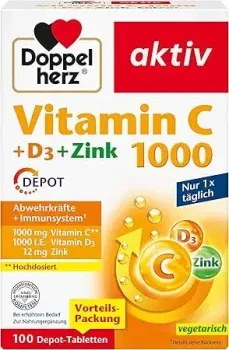 Doppelherz Vitamin C 1000 + D3 + Zink (100 DEPOT-Tabletten) ab 9,85 € inkl. Prime-Versand (statt 13,95 €)