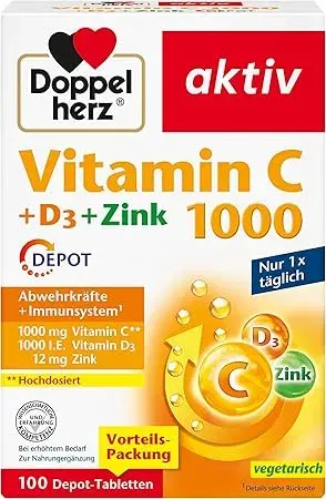 Schnäppchen, Deals Und Rabattcodes Des Tages: Doppelherz Vitamin C 1000 + D3 + Zink Hochdosiert Mit Vitamin C Und Vitamin D Zur Unterstützung Des Immunsystems Und Zum Schutz Der Zellen - 100 Depot Tabletten