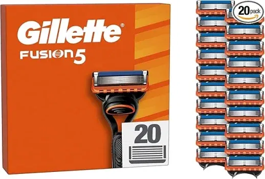 Gillette Fusion5 Rasierklingen 20 Original Ersatzklingen für Herren mit größerem Gleitstreifen für ein sanftes Gleiten