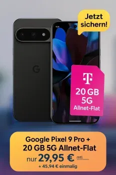 MediaMarkt Tarifwelt: Google Pixel 9 Pro (128 GB) + freenet Telekom Magenta Mobil XS 20 GB 5G für 29,95 € / Monat + 45,94 € einmalig