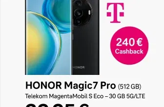 DEINHANDY: HONOR Magic7 Pro (512 GB) + Telekom MagentaMobil S Eco – 30 GB 5G/ LTE für 39,95 € / Monat + 176,89 € einmalig