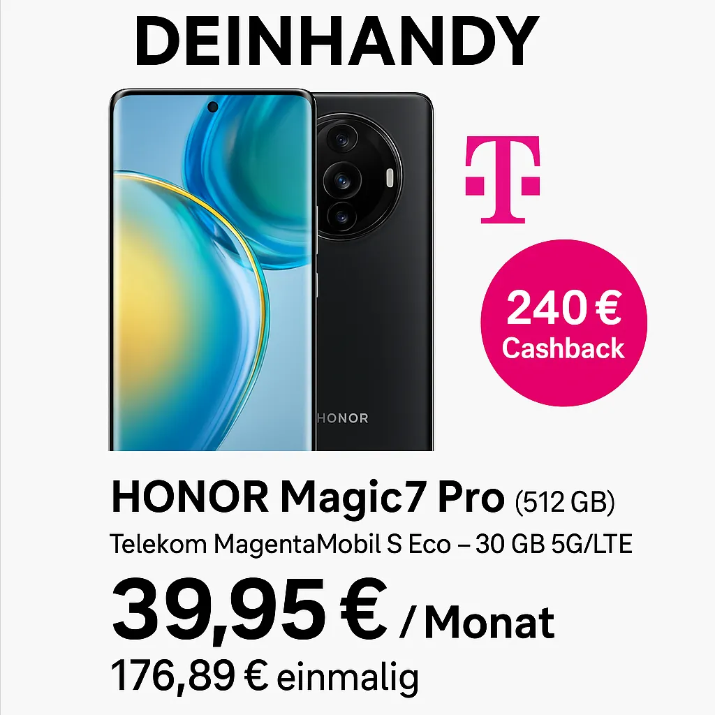 Schnäppchen, Deals Und Rabattcodes Des Tages: Honor Magic7 Pro 512 Gb Telekom Magentamobil S Eco