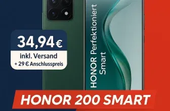 MediaMarkt Tarifwelt: Honor 200 Smart (256 GB) + Super Select XS 3GB 5G für 3,99 € / Monat + 35,94 € einmalig