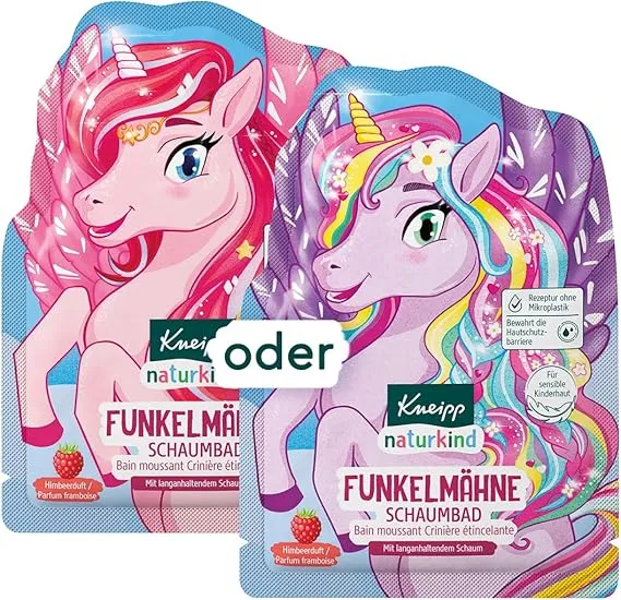 Kneipp Naturkind Schaumbad Funkelmaehne Einhorn Badezusatz Fuer Kinder Mit Himbeerduft Und Pflegendem Jojobaoel Magischer Pegasus Badespass Fuer Kids Rezeptur Ohne Mikroplastik 40Ml