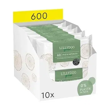 LILLYDOO green Natürliche Feuchttücher (600 Stück (10 x 60) 100% plastikfreies Tuch ohne Parfüme) ab 23,60 € inkl. Prime-Versand (statt 32,50 €)