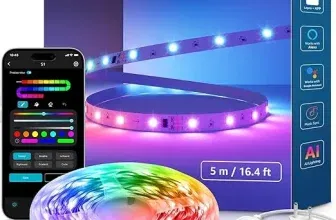 Schnäppchen, Deals und Rabattcodes des Tages - Lepro AI LED Strip S1 RGBIC 5M Smart LED Streifen mit KI Lichtdesign Assistent Musik Sync App Steuerung kompatibel mit Alexa Google Assistant LED Lichterkette für TV Party Gaming
