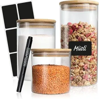 Moritz & Moritz 3x Vorratsgläser mit Deckel Set 500ml 750ml 1500ml Als Aufbewahrungsgläser Küche für 9,49 € inkl. Prime-Versand (statt 17,99 €)