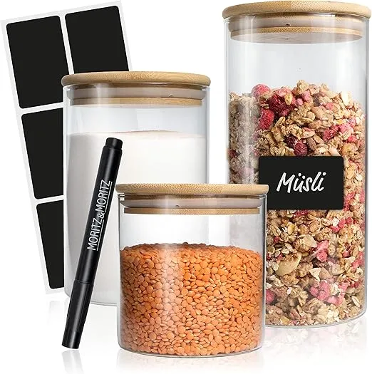 Schnäppchen, Deals Und Rabattcodes Des Tages - Vorratsgläser Mit Deckel Set Aus Glas Und Bambus
