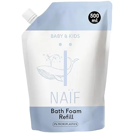Naif Pflegender Badeschaum Nachfuellpackung fuer Babys Kinder Mit natuerlichen Inhaltsstoffen 0 MikroplastikMineraloel 0 SLES Dermatologisch getestet vegan 500ml Schnäppchen, Deals Und Rabattcodes Des Tages - Naif Pflegender Badeschaum Nachfüllpackung Für Babys &Amp; Kinder