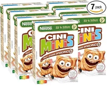 Nestlé CINI MINIS Zimt Müsli 37% vitales Vollkorn Mit Vitaminen Calcium und Eisen Krunchy Knusper Flakes 7er Pack (7x375g) ab 17,14 € inkl. Prime-Versand (statt 26,53 €)