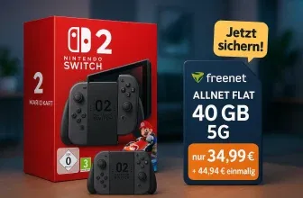 Gomibo: Nintendo Switch 2 inkl. Mario Kart + freenet Allnet-Flat 40 GB 5G für 34,99 € / Monat + 44,94 € einmalig