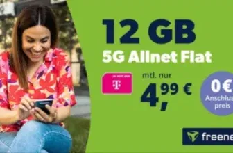 Freenet Telekom Allnet-Flat mit 12 GB 5G für nur 4,99 € monatlich + 50GB Depot + 0€ AG