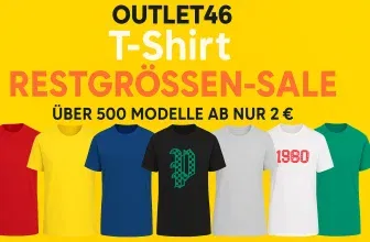 Outlet46: T-Shirt Restgrößen-Sale mit über 500 Modellen ab nur 2 €