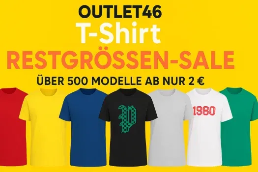 Outlet46: T-Shirt Restgrößen-Sale mit über 500 Modellen ab nur 2 €