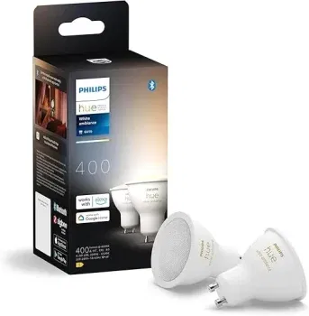 Philips Hue White GU10 LED Spot 2er Pack (400lm) dimmbare LED für 29,99 € inkl. Prime-Versand (statt 39,95 €)