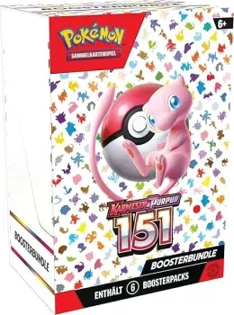 Pokémon-Sammelkartenspiel Boosterbundle Karmesin & Purpur 151 (6 Boosters) für 29,94 € inkl. Prime-Versand