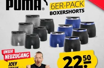 Puma Basic Boxer Herren Boxershorts 18er Pack (Gr. M bis 2XL) ab 62,50 € inkl. Versand