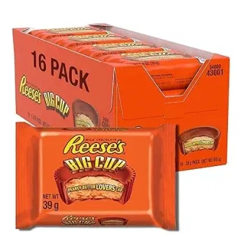 Reeses Big Cup Standard Bar – Großer Erdnussbutter-Cup-Riegel: 16 Stück (16 x 39 g) für 13,59 € inkl. Prime-Versand (statt 19,99 €)