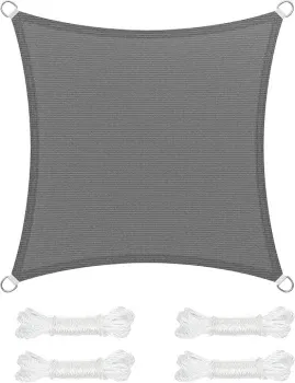 SONGMICS Sonnensegel 3 x 3 m Sonnenschutz aus HDPE-Gewebe luftdurchlässig wasserdurchlässig 2 m Seile rauchgrau GSS33GY für 18,35 € inkl. Prime-Versand (statt 31,94 €)