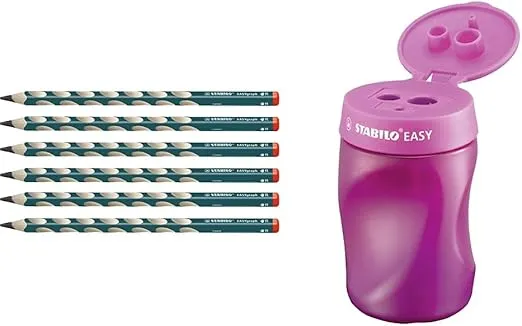 Schnäppchen, Deals Und Rabattcodes Des Tages - Stabilo Stifte Set Ergonomischer Dreikant Bleistift Für Rechtshänder Easygraph In Petrol Härtegrad Hb Und Ergonomischer Dosen Spitzer Für Rechtshänder Easysharpener 3-In-1 Pink