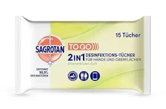 Sagrotan 2in1 Desinfektionstücher mit Zitronenblüten-Duft (15 Tücher) ab 1,48 € inkl. Prime-Versand