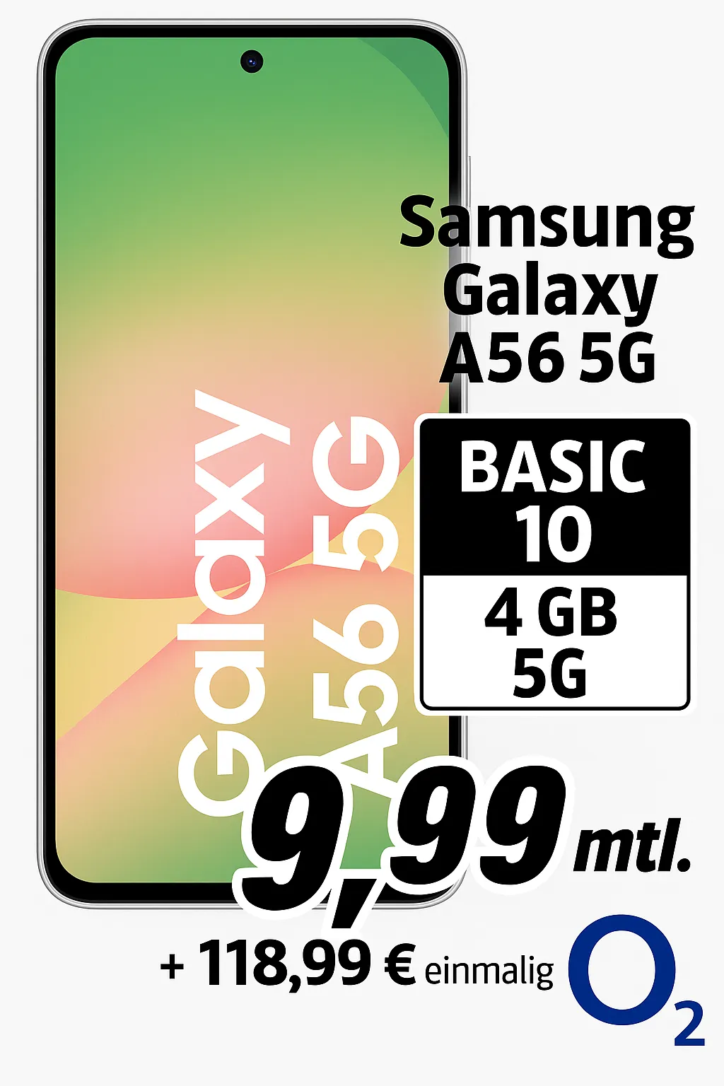 Schnäppchen, Deals Und Rabattcodes Des Tages - Samsung Galaxy A56 5G 256 Gb Mit Samsung 25W Usb-C Gan Power Adapter In Schwarz Und O2 Basic 10,4 Gb 5G