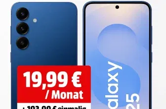 MediaMarkt Tarifwelt: Samsung Galaxy S25 (128 GB) + o2 Basic 30 35 GB 5G für 19,99 € / Monat + 193,99 € einmalig