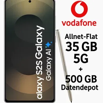 Gomibo: Samsung Galaxy S25 Ultra (256 GB) + Vodafone Allnet-Flat 35 GB 5G + 500 GB Datendepot für 34,99 € / Monat + 293,94 € einmalig