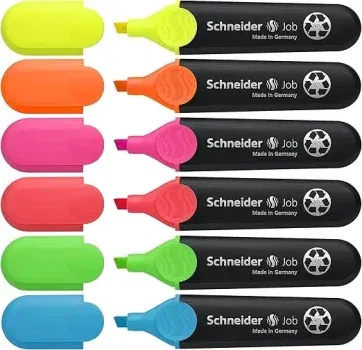 Schneider Job 150 Textmarker sortiert (6er Etui) für 2,69 € inkl. Prime-Versand (statt 4,59 €)