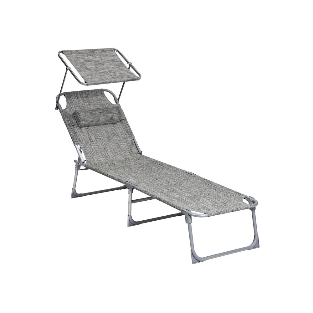 Songmics Gartenliege mit Kopfstütze und Sonnendach Graumeliert für 37,99 € inkl. Versand